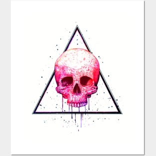 Skull In Triangle On Black Posters and Art